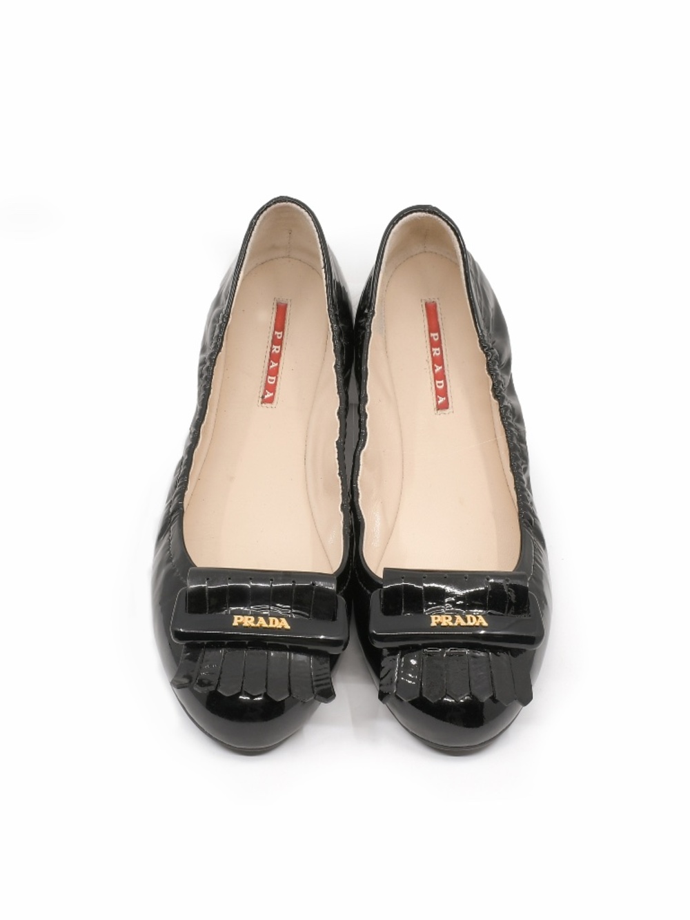PRADA Black Patent Leather Ballerina Flats EU 38 US 8 - Picture 2 of 8